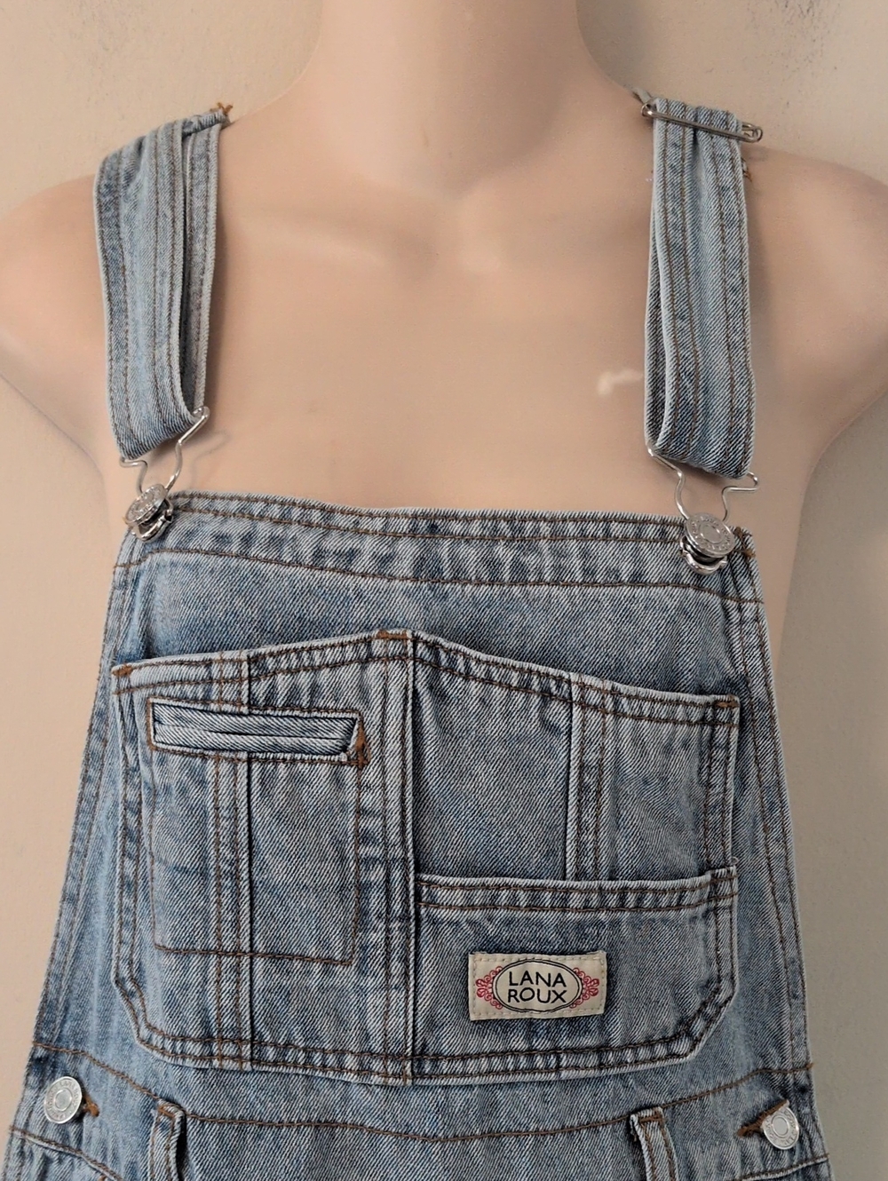 Lana Roux 90s Retro Dungaree Utility Cargo Denim Overalls XS - Picture 8 of 16